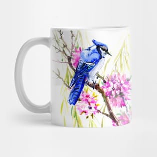 Blue Jay and Cherry Blossom Mug